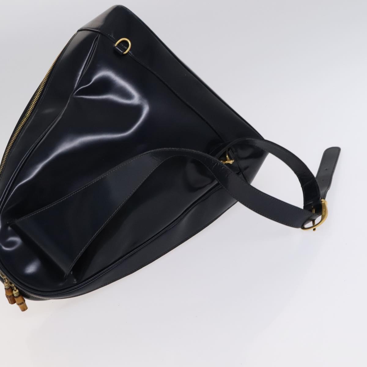 GUCCI Bamboo Shoulder Bag Patent leather Navy Gold 003 2113  display picture 1