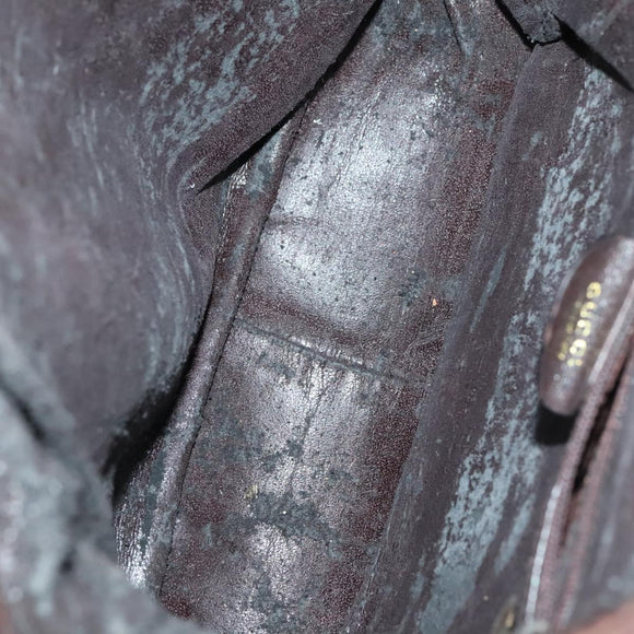 GUCCI Bamboo Hand Bag Leather 2way Brown Gold 001 1705 1638 Auth th5638