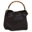 GUCCI Bamboo Hand Bag Leather 2way Brown Gold 001 1705 1638 Auth th5638-13