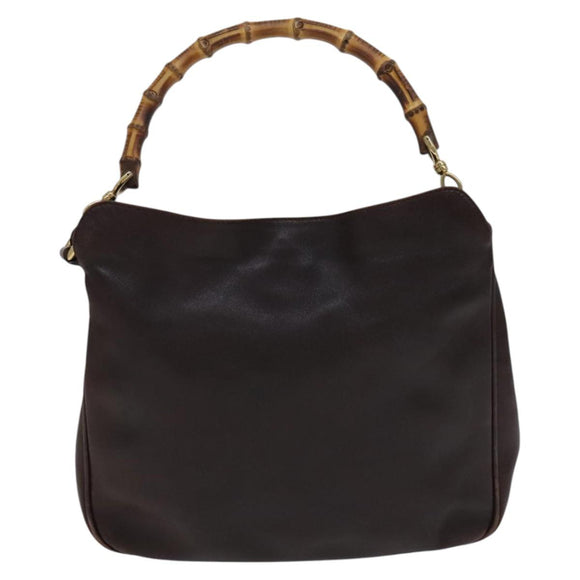 GUCCI Bamboo Hand Bag Leather 2way Brown Gold 001 1705 1638 Auth th5638