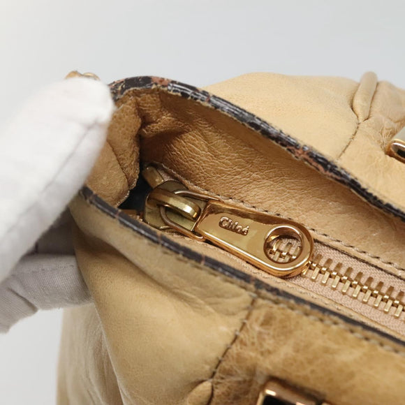 Chloe Hand Bag Leather 2way Beige Gold Auth th5645