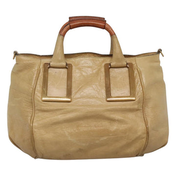 Chloe Hand Bag Leather 2way Beige Gold Auth th5645 - 0