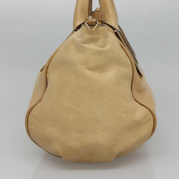 Chloe Hand Bag Leather 2way Beige Gold Auth th5645