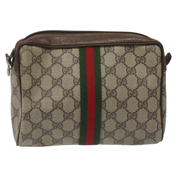 GUCCI GG Supreme Web Sherry Line Clutch Bag PVC Beige Red 56 01 012 Auth th5648