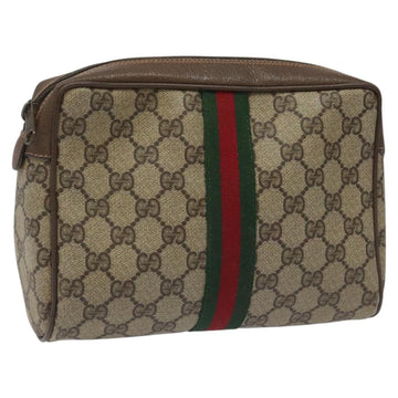 GUCCI GG Supreme Web Sherry Line Clutch Bag PVC Beige Red 89 01 012 Auth th5649