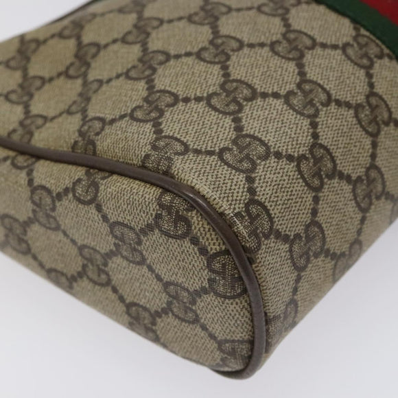 GUCCI GG Supreme Web Sherry Line Clutch Bag PVC Beige Red 89 01 012 Auth th5649