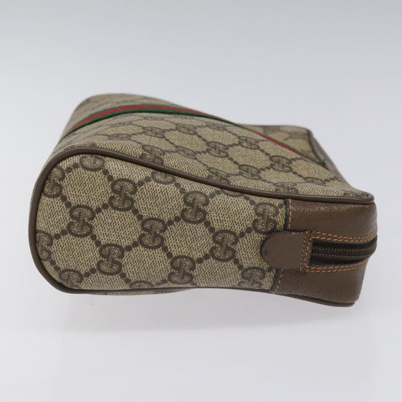 GUCCI GG Supreme Web Sherry Line Clutch Bag PVC Beige Red 89 01 012 Auth th5649