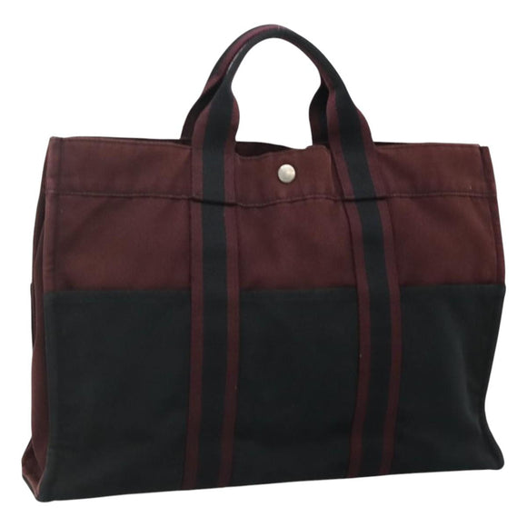 HERMES Fourre Tout MM Hand Bag Canvas Wine Red Auth th5651