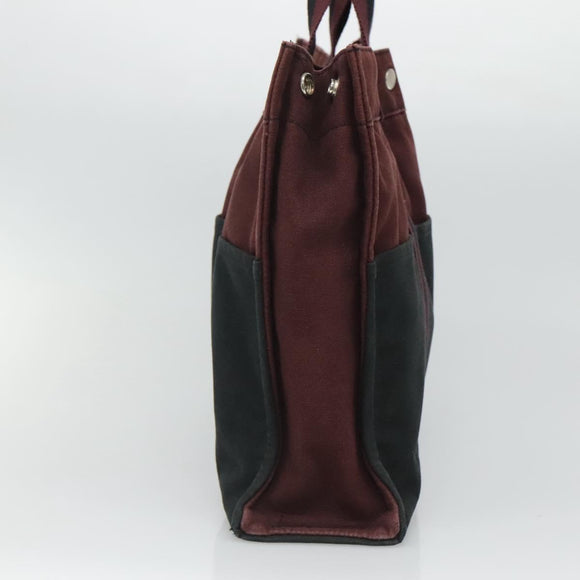 HERMES Fourre Tout MM Hand Bag Canvas Wine Red Auth th5651