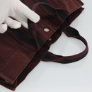 HERMES Fourre Tout MM Hand Bag Canvas Wine Red Auth th5651-6