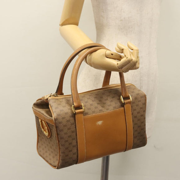 GUCCI Micro GG Supreme Hand Bag PVC Brown Gold 000 084 0158 Auth th5660