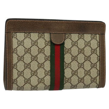 GUCCI GG Supreme Web Sherry Line Clutch Bag PVC Beige Red 89 01 001 Auth th5661
