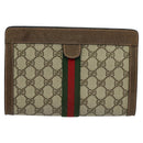 GUCCI GG Supreme Web Sherry Line Clutch Bag PVC Beige Red 89 01 001 Auth th5661-2