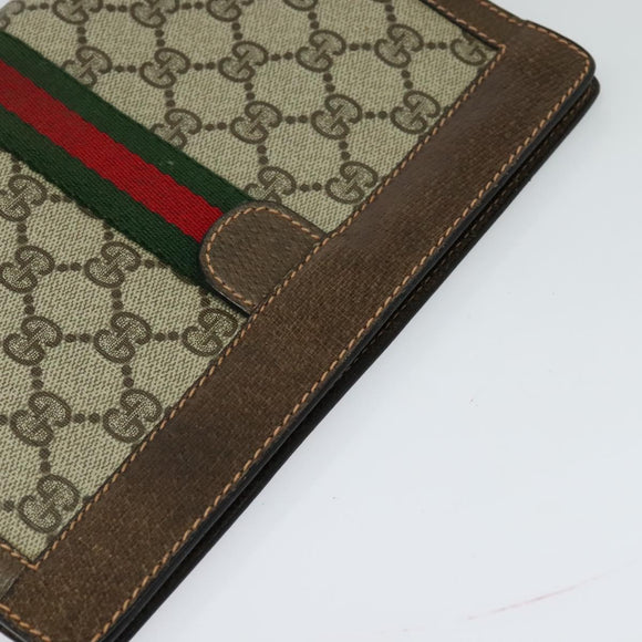 GUCCI GG Supreme Web Sherry Line Clutch Bag PVC Beige Red 89 01 001 Auth th5661