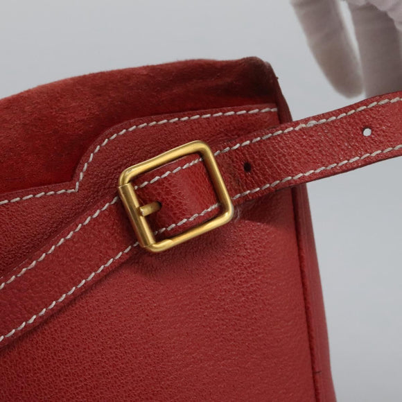 GUCCI Bamboo Backpack Suede Leather Red Gold 003 2852 0030 0 Auth th5663