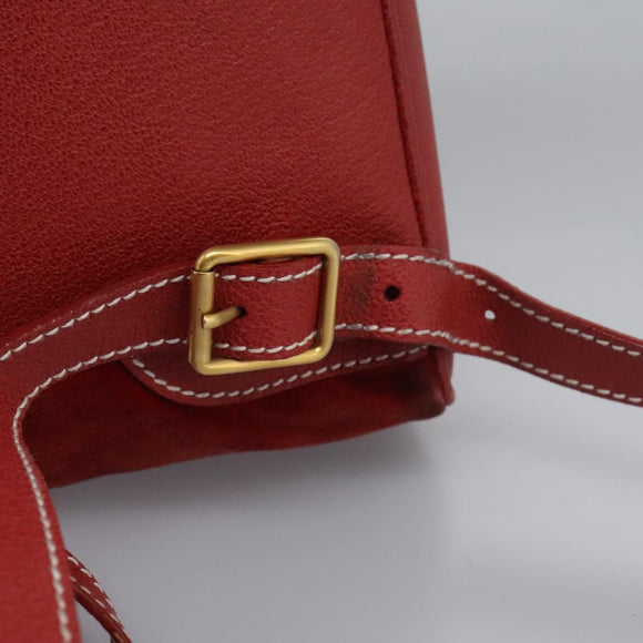 GUCCI Bamboo Backpack Suede Leather Red Gold 003 2852 0030 0 Auth th5663