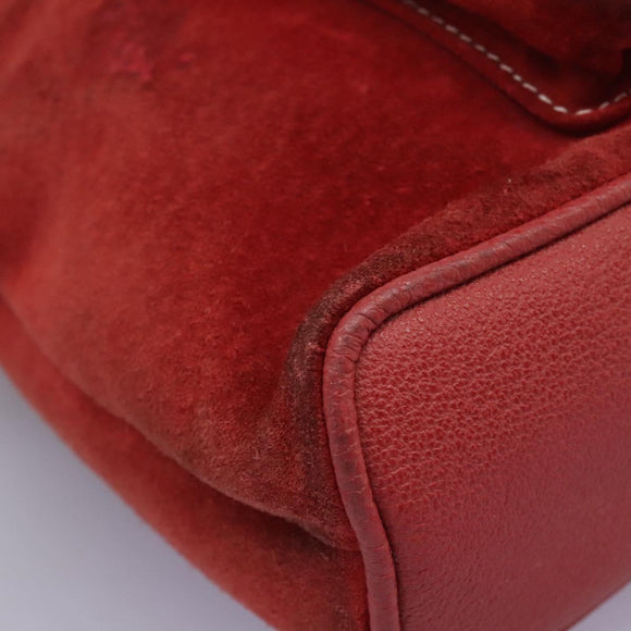 GUCCI Bamboo Backpack Suede Leather Red Gold 003 2852 0030 0 Auth th5663