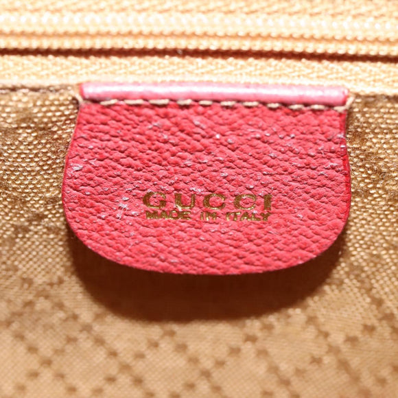 GUCCI Bamboo Backpack Suede Leather Red Gold 003 2852 0030 0 Auth th5663