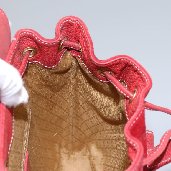 GUCCI Bamboo Backpack Suede Leather Red Gold 003 2852 0030 0 Auth th5663