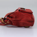GUCCI Bamboo Backpack Suede Leather Red Gold 003 2852 0030 0 Auth th5663-3