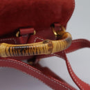 GUCCI Bamboo Backpack Suede Leather Red Gold 003 2852 0030 0 Auth th5663-7