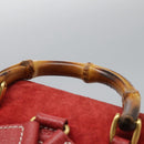 GUCCI Bamboo Backpack Suede Leather Red Gold 003 2852 0030 0 Auth th5663-14