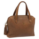 BALLY Quilted Hand Bag Leather Brown Gold Auth th5678-1