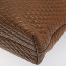 BALLY Quilted Hand Bag Leather Brown Gold Auth th5678-9
