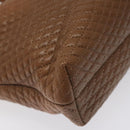 BALLY Quilted Hand Bag Leather Brown Gold Auth th5678-14