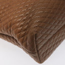 BALLY Quilted Hand Bag Leather Brown Gold Auth th5678-16