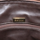 BALLY Quilted Hand Bag Leather Brown Gold Auth th5678-19
