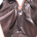 BALLY Quilted Hand Bag Leather Brown Gold Auth th5678-20