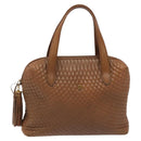BALLY Quilted Hand Bag Leather Brown Gold Auth th5678-13