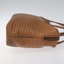 BALLY Quilted Hand Bag Leather Brown Gold Auth th5678-3