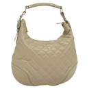 BURBERRY Shoulder Bag Leather Beige Gold Auth th5697-1