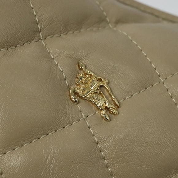 BURBERRY Shoulder Bag Leather Beige Gold Auth th5697