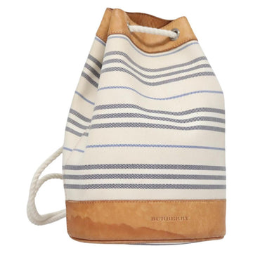 BURBERRY Backpack Canvas White Brown Auth th5698