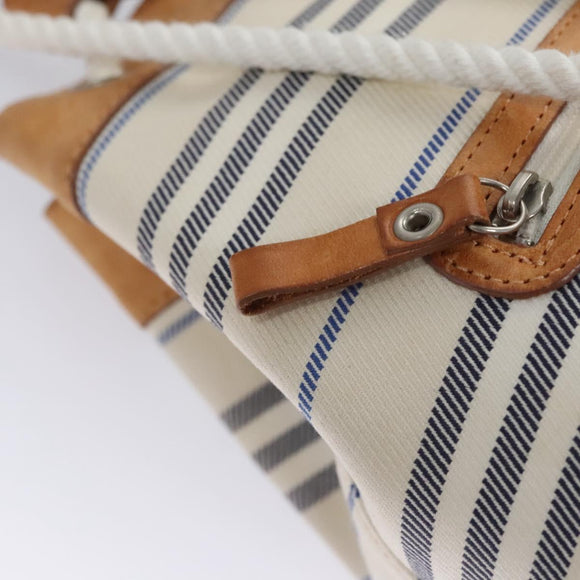 BURBERRY Backpack Canvas White Brown Auth th5698