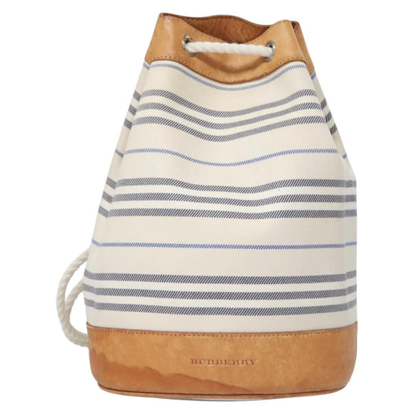 BURBERRY Backpack Canvas White Brown Auth th5698