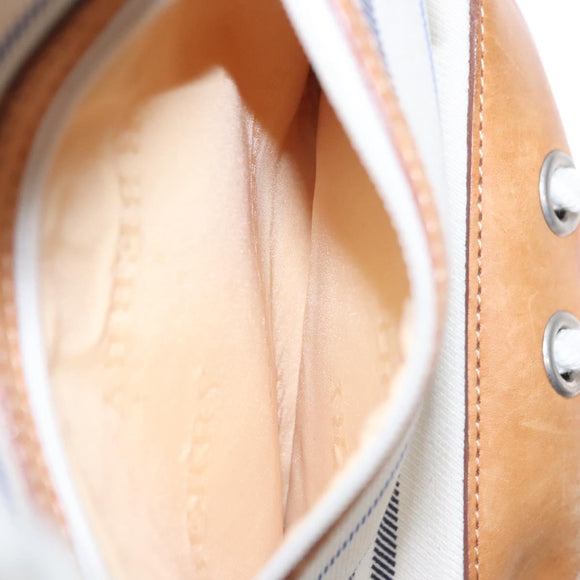 BURBERRY Backpack Canvas White Brown Auth th5698