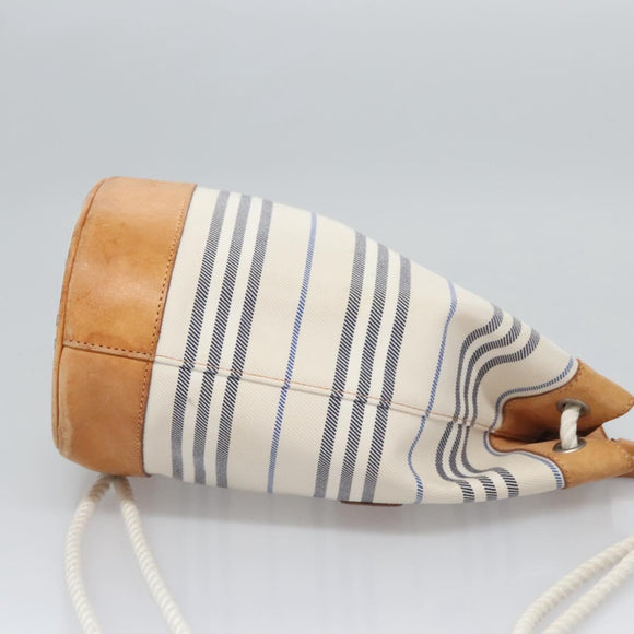 BURBERRY Backpack Canvas White Brown Auth th5698