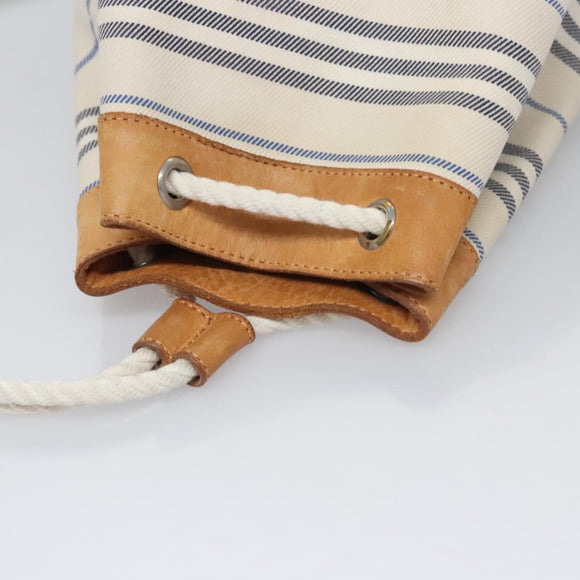 BURBERRY Backpack Canvas White Brown Auth th5698