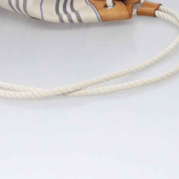 BURBERRY Backpack Canvas White Brown Auth th5698