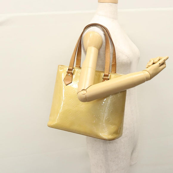 LOUIS VUITTON Monogram Vernis Houston Hand Bag Beige M91004 LV Auth th5702