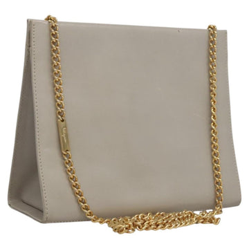 Salvatore Ferragamo Chain Shoulder Bag Leather Beige Gold Auth th5704