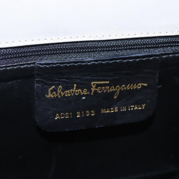 Salvatore Ferragamo Chain Shoulder Bag Leather Beige Gold Auth th5704