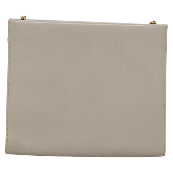 Salvatore Ferragamo Chain Shoulder Bag Leather Beige Gold Auth th5704
