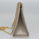 Salvatore Ferragamo Chain Shoulder Bag Leather Beige Gold Auth th5704-3