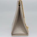 Salvatore Ferragamo Chain Shoulder Bag Leather Beige Gold Auth th5704-4