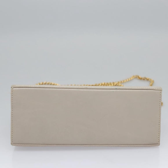 Salvatore Ferragamo Chain Shoulder Bag Leather Beige Gold Auth th5704